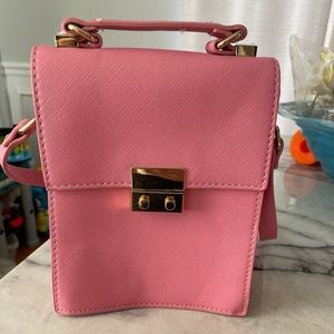 Zara Womens Pink Leather Adjustable Shoulder Strap Latch Crossbody Bag